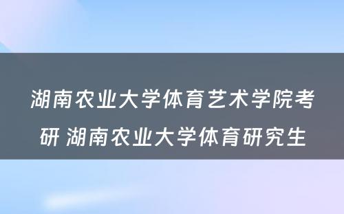 湖南农业大学体育艺术学院考研 湖南农业大学体育研究生