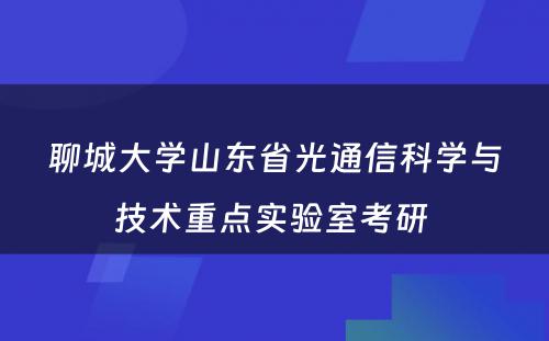 聊城大学山东省光通信科学与技术重点实验室考研 