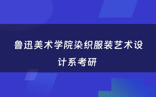 鲁迅美术学院染织服装艺术设计系考研 