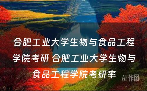 合肥工业大学生物与食品工程学院考研 合肥工业大学生物与食品工程学院考研率