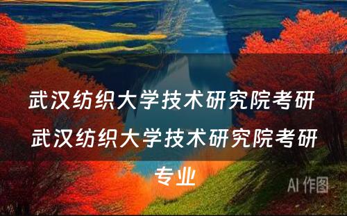 武汉纺织大学技术研究院考研 武汉纺织大学技术研究院考研专业