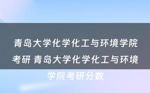 青岛大学化学化工与环境学院考研 青岛大学化学化工与环境学院考研分数