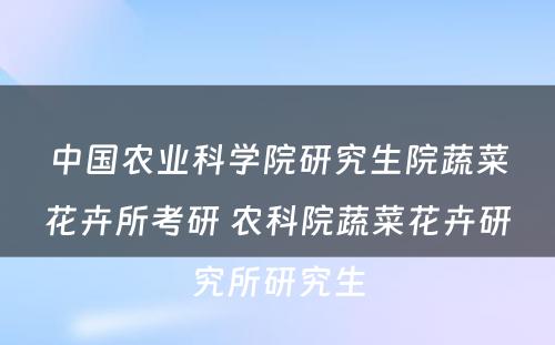 中国农业科学院研究生院蔬菜花卉所考研 农科院蔬菜花卉研究所研究生