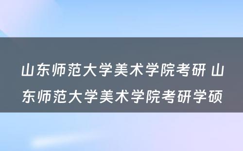 山东师范大学美术学院考研 山东师范大学美术学院考研学硕