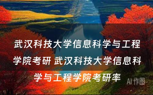 武汉科技大学信息科学与工程学院考研 武汉科技大学信息科学与工程学院考研率