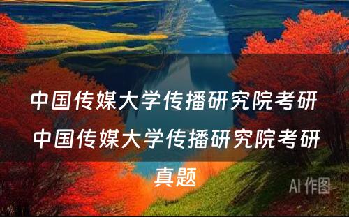 中国传媒大学传播研究院考研 中国传媒大学传播研究院考研真题