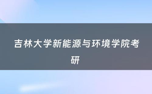 吉林大学新能源与环境学院考研 