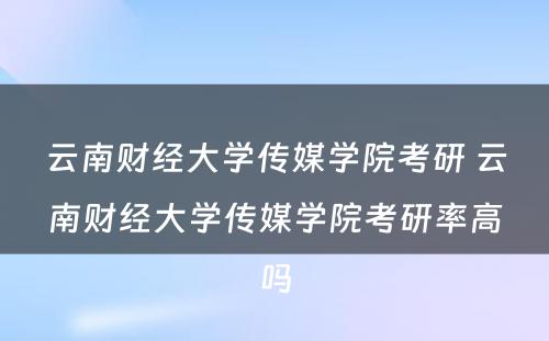 云南财经大学传媒学院考研 云南财经大学传媒学院考研率高吗