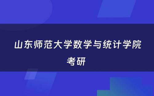 山东师范大学数学与统计学院考研 