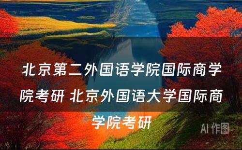 北京第二外国语学院国际商学院考研 北京外国语大学国际商学院考研