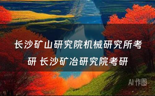 长沙矿山研究院机械研究所考研 长沙矿冶研究院考研