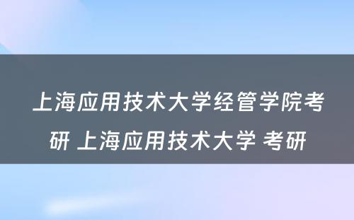 上海应用技术大学经管学院考研 上海应用技术大学 考研