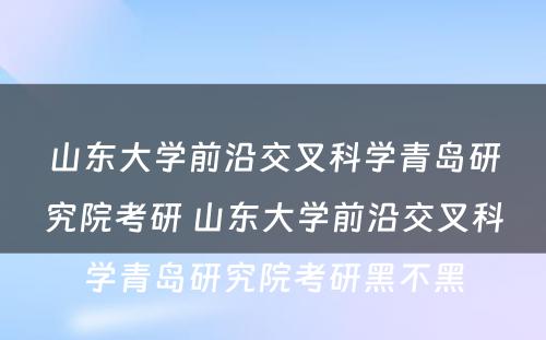 山东大学前沿交叉科学青岛研究院考研 山东大学前沿交叉科学青岛研究院考研黑不黑