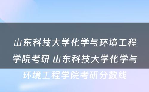 山东科技大学化学与环境工程学院考研 山东科技大学化学与环境工程学院考研分数线