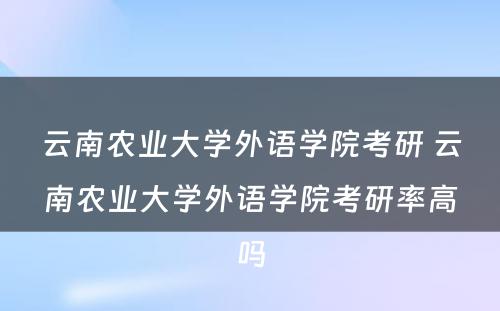 云南农业大学外语学院考研 云南农业大学外语学院考研率高吗