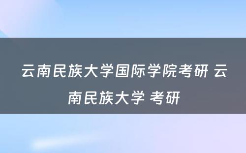 云南民族大学国际学院考研 云南民族大学 考研