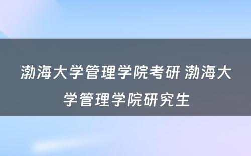 渤海大学管理学院考研 渤海大学管理学院研究生