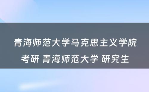 青海师范大学马克思主义学院考研 青海师范大学 研究生