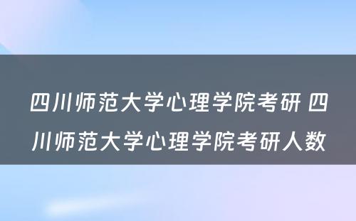 四川师范大学心理学院考研 四川师范大学心理学院考研人数