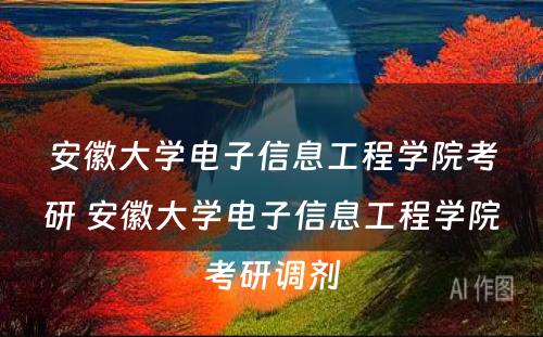 安徽大学电子信息工程学院考研 安徽大学电子信息工程学院考研调剂