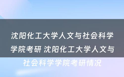 沈阳化工大学人文与社会科学学院考研 沈阳化工大学人文与社会科学学院考研情况