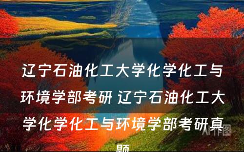 辽宁石油化工大学化学化工与环境学部考研 辽宁石油化工大学化学化工与环境学部考研真题