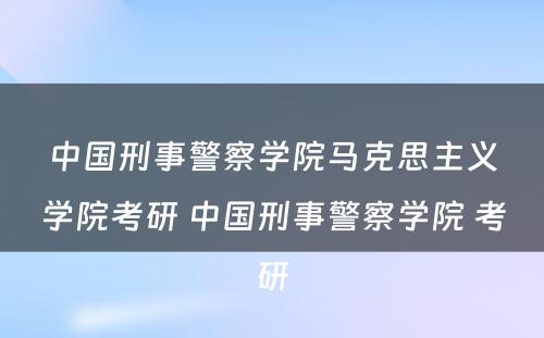 中国刑事警察学院马克思主义学院考研 中国刑事警察学院 考研