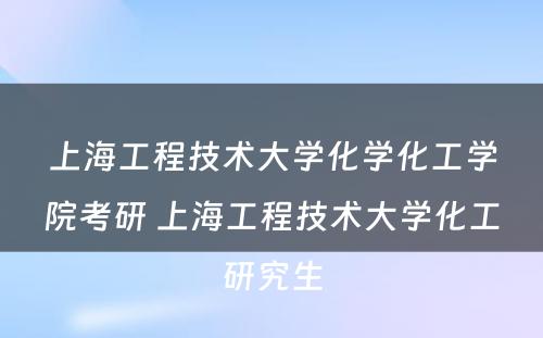 上海工程技术大学化学化工学院考研 上海工程技术大学化工研究生