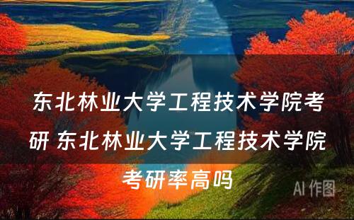 东北林业大学工程技术学院考研 东北林业大学工程技术学院考研率高吗