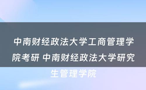 中南财经政法大学工商管理学院考研 中南财经政法大学研究生管理学院