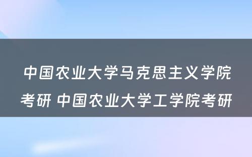 中国农业大学马克思主义学院考研 中国农业大学工学院考研