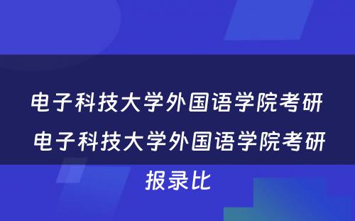 电子科技大学外国语学院考研 电子科技大学外国语学院考研报录比