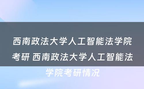 西南政法大学人工智能法学院考研 西南政法大学人工智能法学院考研情况