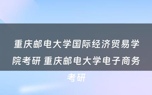 重庆邮电大学国际经济贸易学院考研 重庆邮电大学电子商务考研