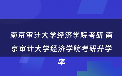 南京审计大学经济学院考研 南京审计大学经济学院考研升学率