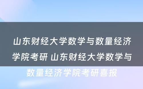 山东财经大学数学与数量经济学院考研 山东财经大学数学与数量经济学院考研喜报