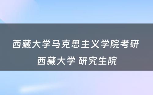 西藏大学马克思主义学院考研 西藏大学 研究生院