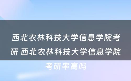 西北农林科技大学信息学院考研 西北农林科技大学信息学院考研率高吗