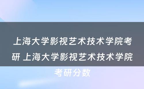 上海大学影视艺术技术学院考研 上海大学影视艺术技术学院考研分数