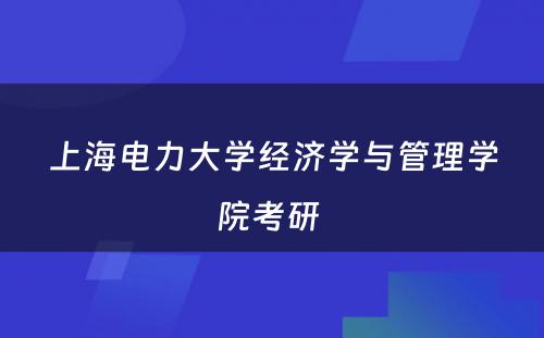 上海电力大学经济学与管理学院考研 