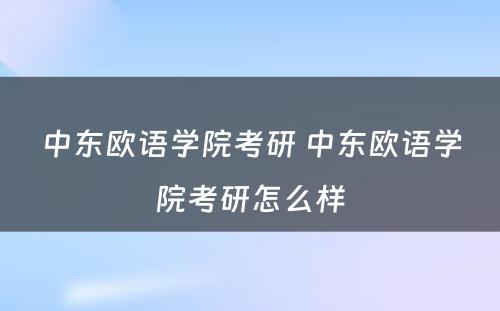 中东欧语学院考研 中东欧语学院考研怎么样