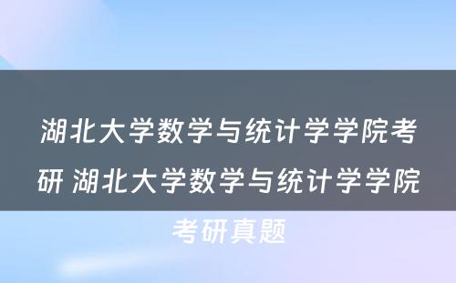 湖北大学数学与统计学学院考研 湖北大学数学与统计学学院考研真题