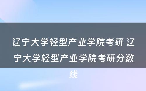 辽宁大学轻型产业学院考研 辽宁大学轻型产业学院考研分数线