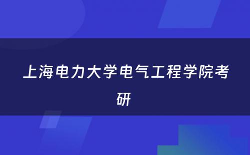 上海电力大学电气工程学院考研 