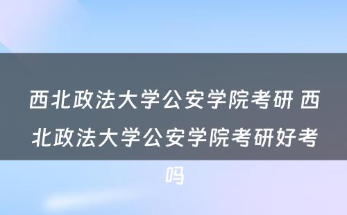 西北政法大学公安学院考研 西北政法大学公安学院考研好考吗