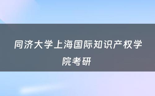 同济大学上海国际知识产权学院考研 