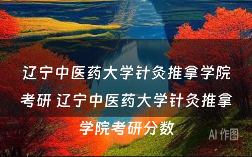 辽宁中医药大学针灸推拿学院考研 辽宁中医药大学针灸推拿学院考研分数