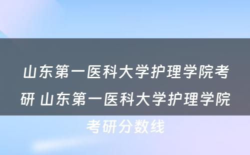 山东第一医科大学护理学院考研 山东第一医科大学护理学院考研分数线