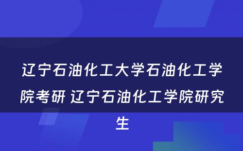 辽宁石油化工大学石油化工学院考研 辽宁石油化工学院研究生