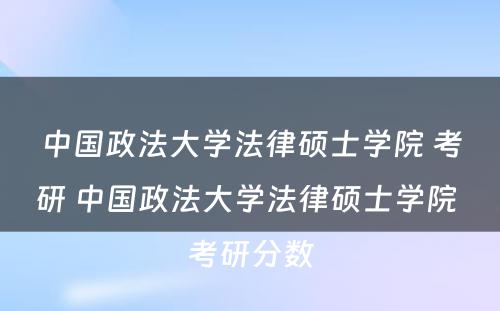 中国政法大学法律硕士学院 考研 中国政法大学法律硕士学院 考研分数